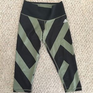 Adidas black and olive green Capris